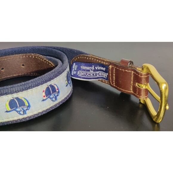 Vineyard Vines Kentucky Derby Canvas and Leather Tipped Men's belt Size 36 - Picture 4 of 16